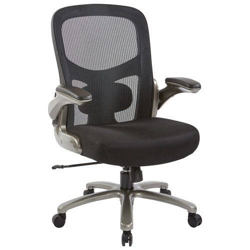 Pro Line II Big and Tall Bonded Ergonomic Mid-Back Leather Executive Chair - Black/Grey