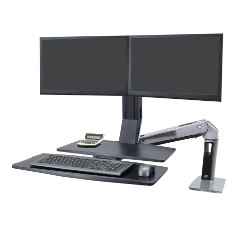 Ergotron WorkFit-A 24" Full Motion Dual Monitor Standing Desk Arm with Worksurface+