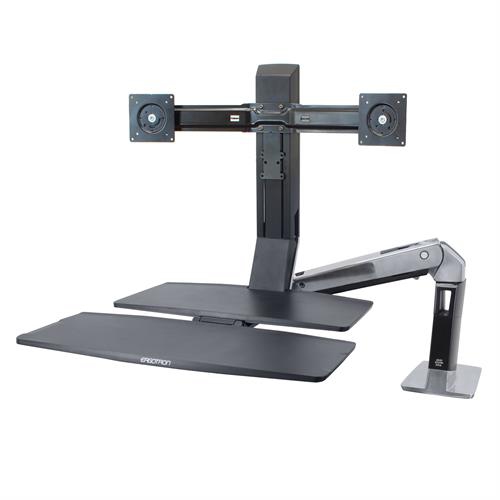 Ergotron WorkFit-A 24" Full Motion Dual Monitor Standing Desk Arm with Worksurface+