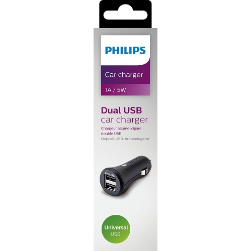PHILIPS Car charger 1A – 5 W Dual Universal USB DLP 2357