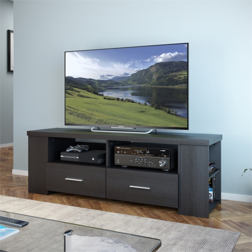 CorLiving Bromley Ravenwood Black TV Bench, for TVs up to 75"