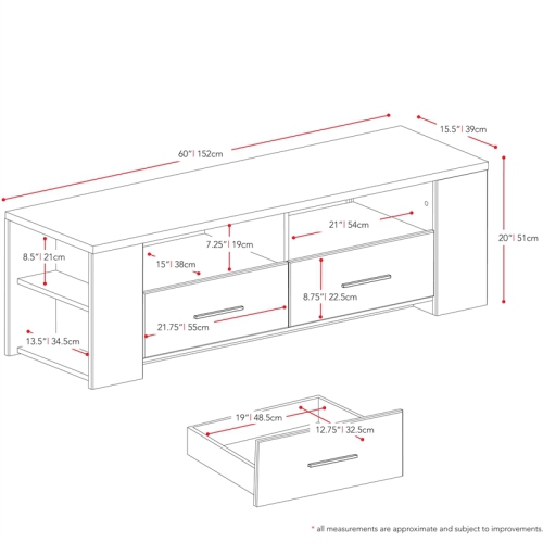 CorLiving Bromley Ravenwood Black TV Bench, for TVs up to 75"
