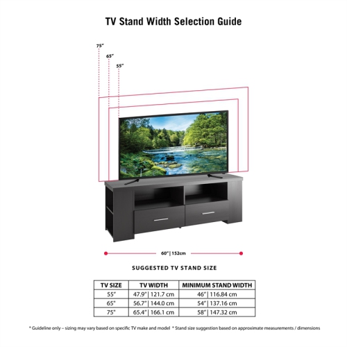 CorLiving Bromley Ravenwood Black TV Bench, for TVs up to 75"