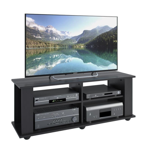 CORLIVING CANADA  Corliving Fillmore Engineered Wood Tv Stand In Midnight - for Tvs Up to 55"" In Black I was thinking of raising my bed, but with this stand being about knee high, I had to abondon that idea with this stand being so low