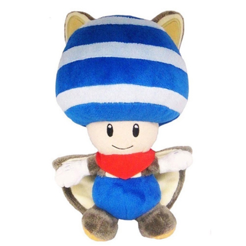 LITTLE BUDDY  Nintendo Super Mario Flying Squirrel Toad Plush Toy 8" In Blue