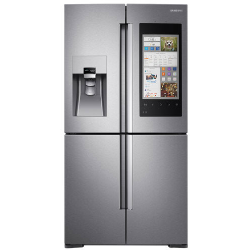 Réfrigérateur à 4 portes 36 po Family Hub de Samsung - Inox - Boîte ouverte - Endommagé