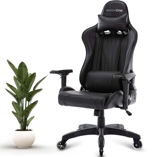 MotionGrey Executive Office Gaming Chair - Comfortable, Ergonomic, High Back, Racing Style, Leather, Reclining Computer Executive Desk Chair with Hei
