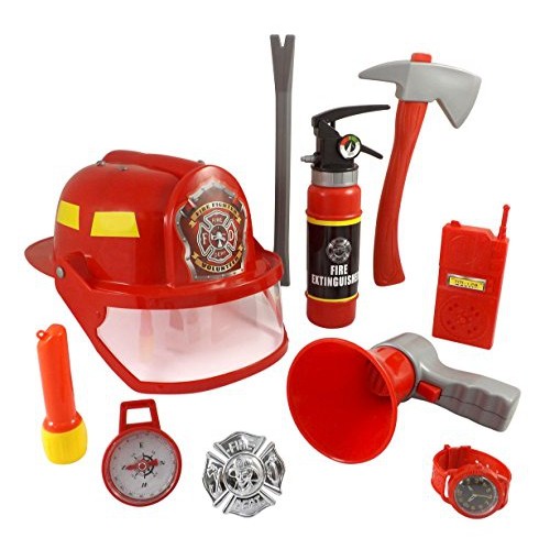 10 Pcs Fireman Gear Firefighter Costume Role Play Toy Set For Kids