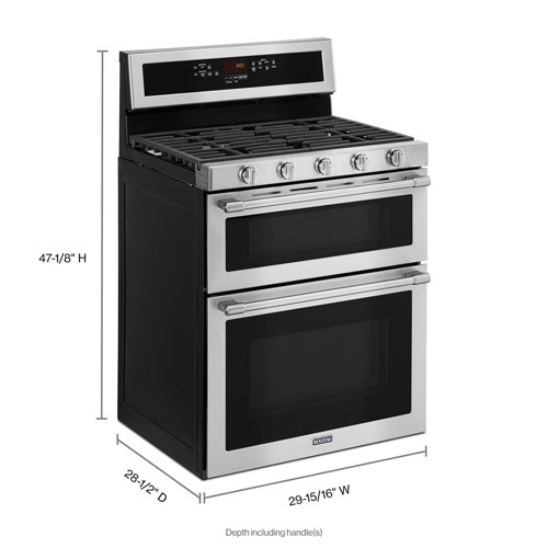 Maytag 30" 6.0 Cu. Ft. Double Oven 5-Burner Freestanding Gas Range - Stainless Steel