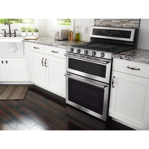 Maytag 30" 6.0 Cu. Ft. Double Oven 5-Burner Freestanding Gas Range - Stainless Steel