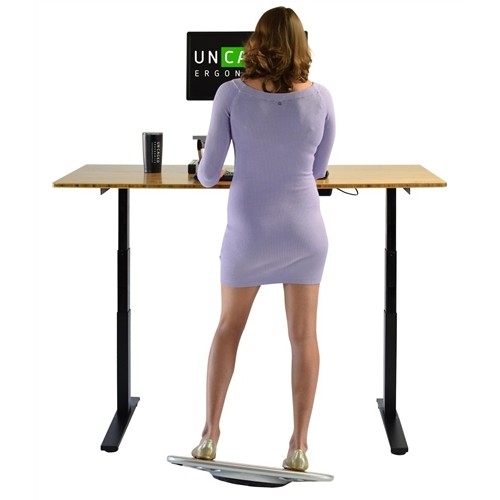 Uncaged Ergonomics Rise Up Electric Height Adjustable Sit/Stand Desk, With Real Bamboo Desktop, Memory, Dual Motors (Ba