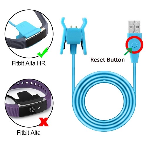 Fitbit Alta HR USB Replacement Charger with Reset Button in Blue