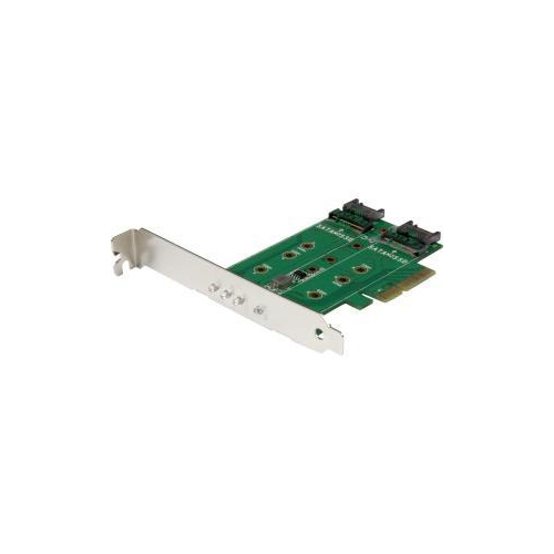 STARTECH MOUNT BOTH PCIE AND SATA BASED M.2 SSDS INSIDE YOUR COMPUTER USING THIS PCI EXPRESS ADAPTER CARD 3-PORT