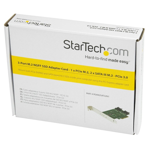 STARTECH MOUNT BOTH PCIE AND SATA BASED M.2 SSDS INSIDE YOUR COMPUTER USING THIS PCI EXPRESS ADAPTER CARD 3-PORT