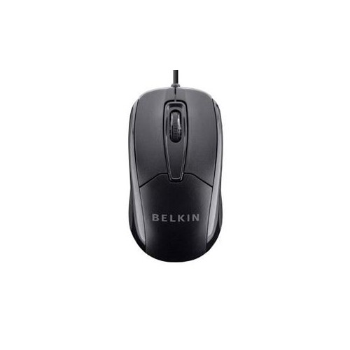 BELKIN 3-BUTTON WIRED USB OPTICAL MOUSE WITH 5-FOOT CORD, COMPATIBLE WITH PCS, MACS, DESKTOPS AND LAPTOPS F5M010QBLK