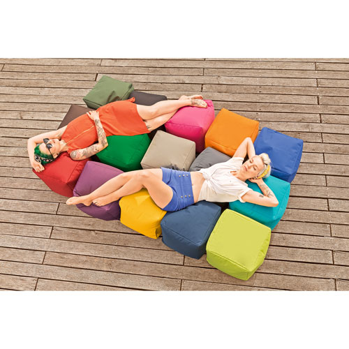 Cube Brava Contemporary Bean Bag Chair - Khaki
