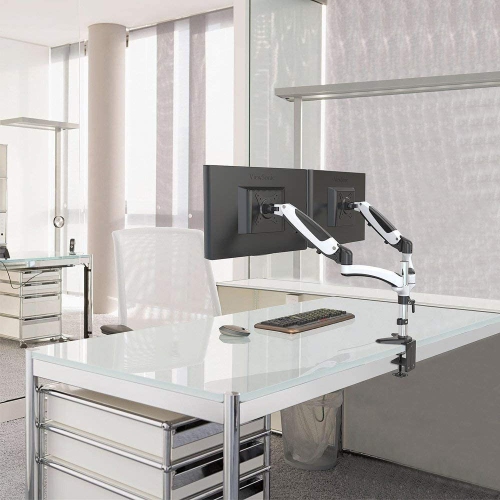 Amer Mounts 15"-28" LED LCD Monitor Arm | Hydra3 Gas Spring Loaded Articulating Arm | Triple | Clamp and Grommet Base