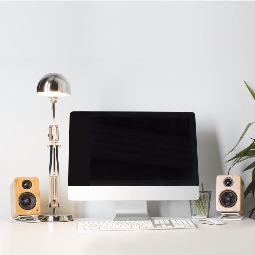 Kanto YU2 Powered Desktop Speakers, Bamboo