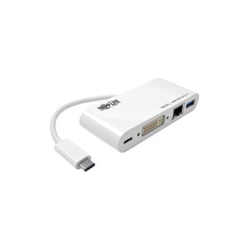 TRIPP LITE USB-C TO DVI EXTERNAL VIDEO ADAPTER WITH USB-A HUB, USB-C PD CHARGING PORT & GIGABIT ETHERNET PORT, USB