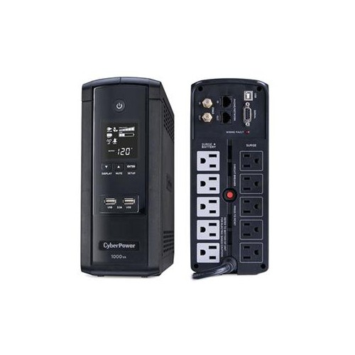 CYBERPOWER BRG1000AVRLCD 1000 VA / 600 WATTS, 10 OUTLETS, AVR, INTELLIGENT LCD MINI-TOWER UPS SYSTEM