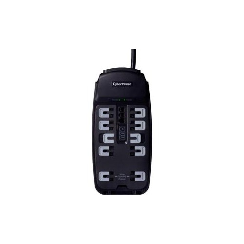 CYBERPOWER CSP1008T 8 FEET TOTAL: 10 WIDELY SPACED: 2 OUTLETS 2850 JOULES SURGE SUPPRESSOR