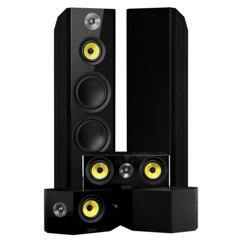Fluance Signature HiFi Surround Sound Home Theater 5.0 Speaker System with Bipolar Speakers - Black Ash
