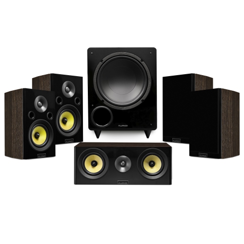 Fluance Signature HiFi Compact Surround Sound Home Theater 5.1 Speaker System - Natural Walnut