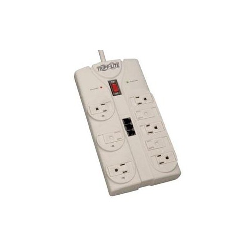 TRIPP LITE  8 Outlet Surge Protector Power Strip, 8Ft Cord Right Angle Plug, Tel/modem, & $150K Insurance (Tlp808Tel)