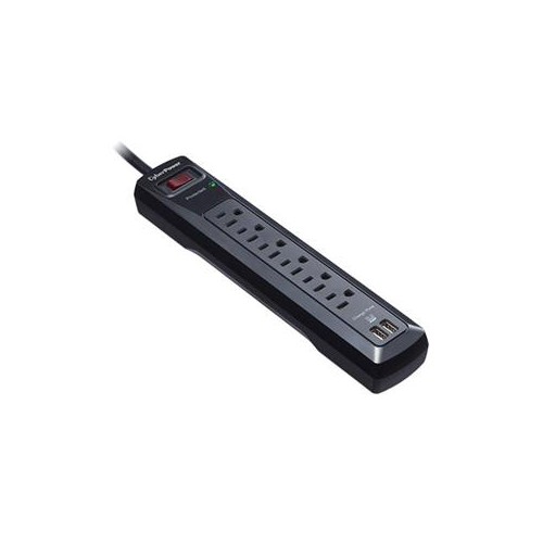 CYBERPOWER CSP604U 4 FEET 6 OUTLETS 1200 JOULES SURGE PROTECTOR WITH 2 USB CHARGING PORTS