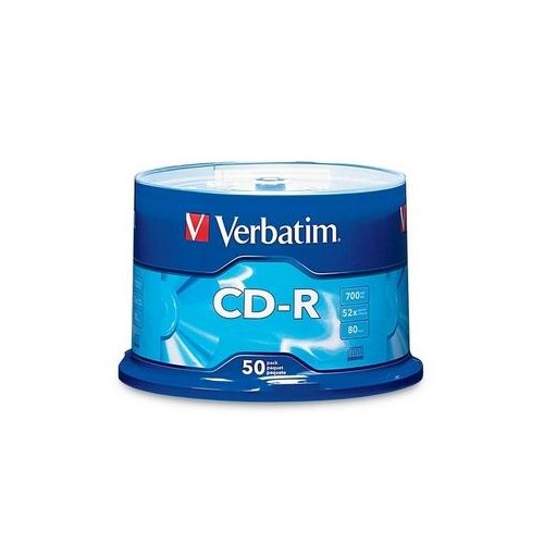 VERBATIM 700MB 52X 80 MINUTE BRANDED RECORDABLE DISC CD-R, 50-DISC SPINDLE 94691