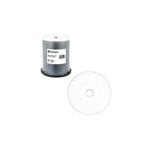VERBATIM 700MB 52X 80 MINUTE WHITE INKJET AND HUB PRINTABLE RECORDABLE DISC CD-R, 100-DISC SPINDLE 95252