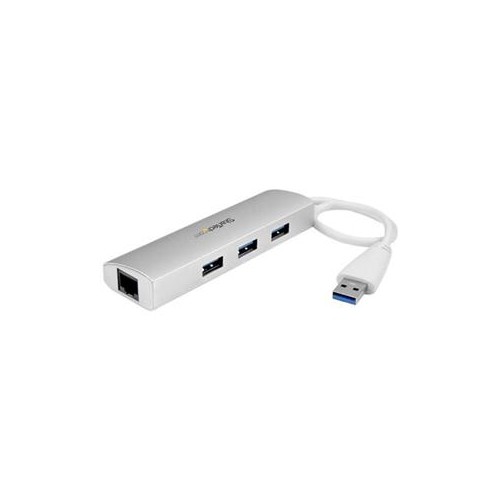 STARTECH  Add Three USB 3.0 Ports (5GBps) And A GBe Port to Your Macbook Using This Apple Style Hub 3 Port Portabl In Silver