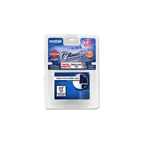 BROTHER  Tze221 Tze Standard Adhesive Laminated Labeling Tape 0.38" Width X 26.20 Ft Length 1 Each In White