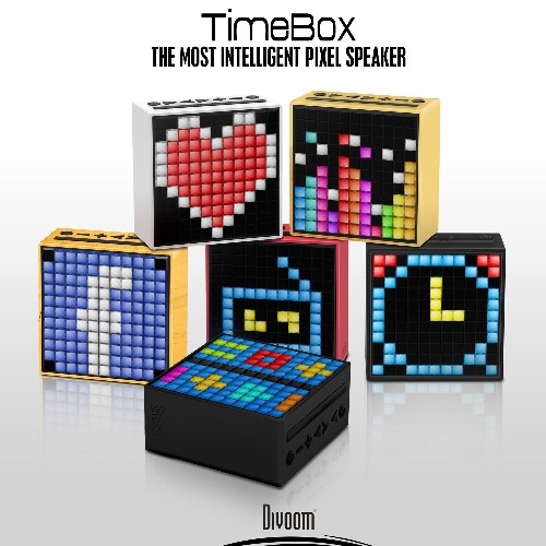 Divoom Timebox Black, Smart Portable Bluetooth LED Speaker with APP-Controlled Pixel Art Animation
