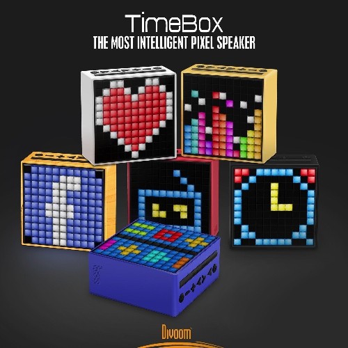 Divoom Timebox Black, Smart Portable Bluetooth LED Speaker with APP-Controlled Pixel Art Animation