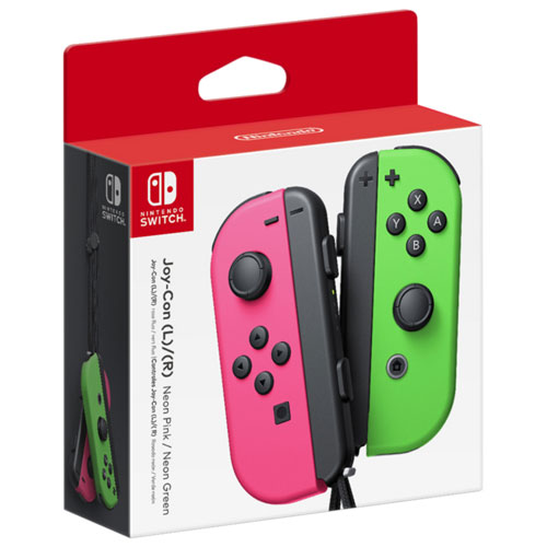 Manettes gauche et droite Joy-Con pour Nintendo Switch - Rose néon - Vert néon