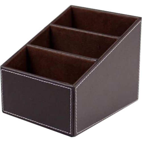 PU Leather Remote Control Phone Desk Holder Home Stand Organizer Storage Boxes
