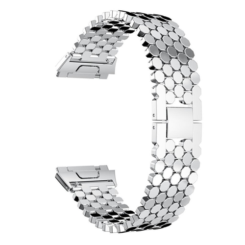 Bracelet de rechange à mailles hexagonales de StrapsCo pour Ionic de Fitbit en argent