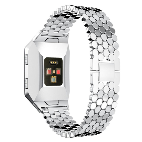 Bracelet de rechange à mailles hexagonales de StrapsCo pour Ionic de Fitbit en argent