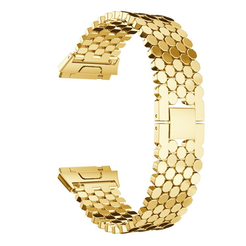 Bracelet de rechange à mailles hexagonales de StrapsCo pour Ionic de Fitbit en or jaune
