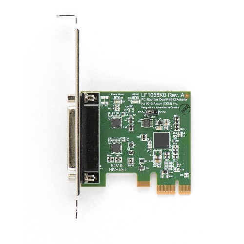 Axxon LF1068KB 2 Port Native PCI Express RS232 Serial Card w/ Dualplex Cable 12" DB25M-DB9M-2