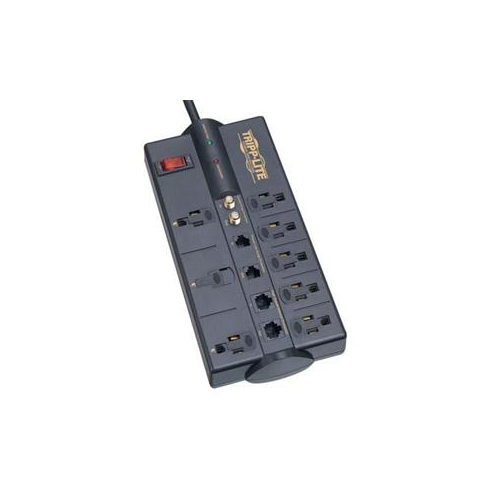 TRIPP LITE SURGE PROTECTOR POWER STRIP 120V 8 OUTLET RJ11 RJ45 COAX 10' CRD 3240 JOULE 8 X NEMA 5-15R 1800 VA 3240 J 120