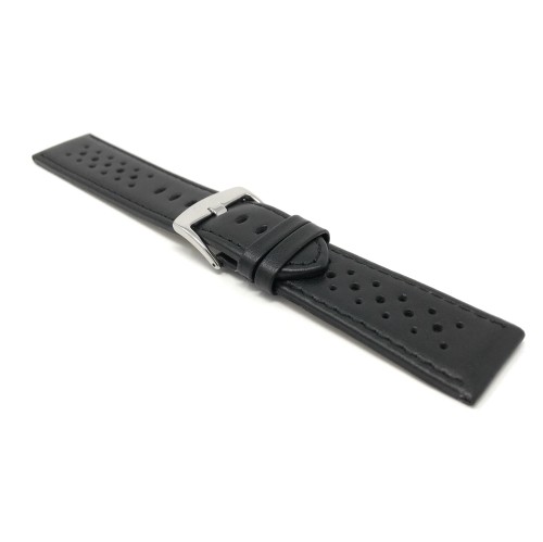 Extra Long 22mm Bracelet de montre intelligente en cuir, noir, pour Motorola 360, Samsung S3 Classic, style GT Rally