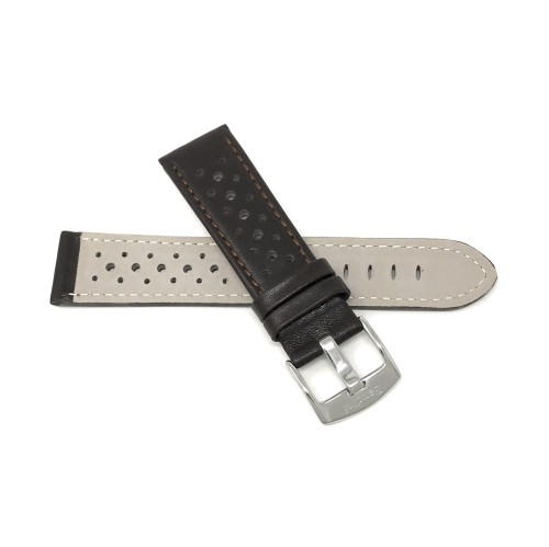 Extra Long 22mm Brown Smartwatch Strap for Motorola 360, Samsung S3 Classic, Leather, Vented Racer