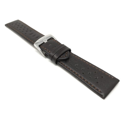 Extra Long 22mm Brown Smartwatch Strap for Motorola 360, Samsung S3 Classic, Leather, Vented Racer