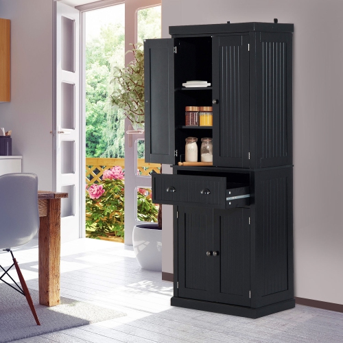 Homcom 72inch Wood Kitchen Pantry Cabinet Black Best Buy Canada