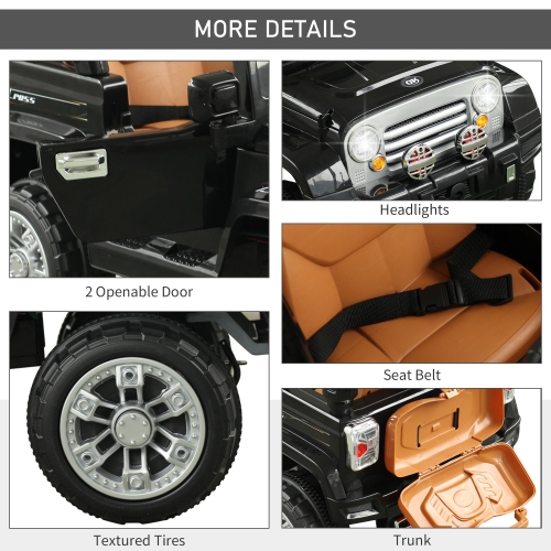 Aosom 12V Kids Electric Ride On Car Toy Truck with Remote Control 2 Speeds Lights MP3 LCD Power Indicator, Black