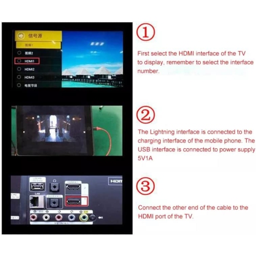 Câble adaptateur HDMI 1080P transmission haute vitesse HDTV prêt à l'emploi  pour moniteur de projecteur et connecteur de téléviseur pour iPhone  3/12/11/X/8/7/6/5/se iPad