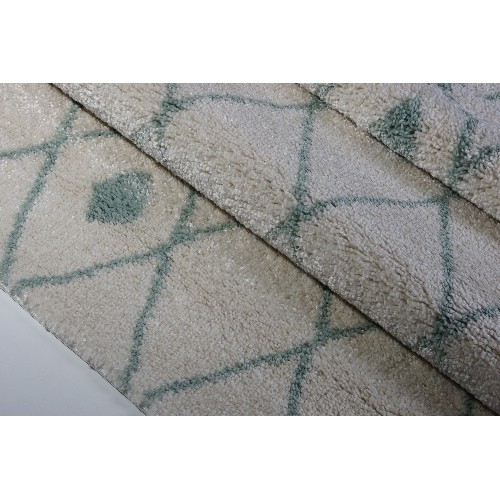LA Dole Shaggy Victoria Trellis 5'2" x 7' Rectangle Area Rug - Ivory/Aqua
