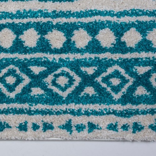 Damask Trellis Turquoise Ivory Area Rug 5'2" x 7' 5"